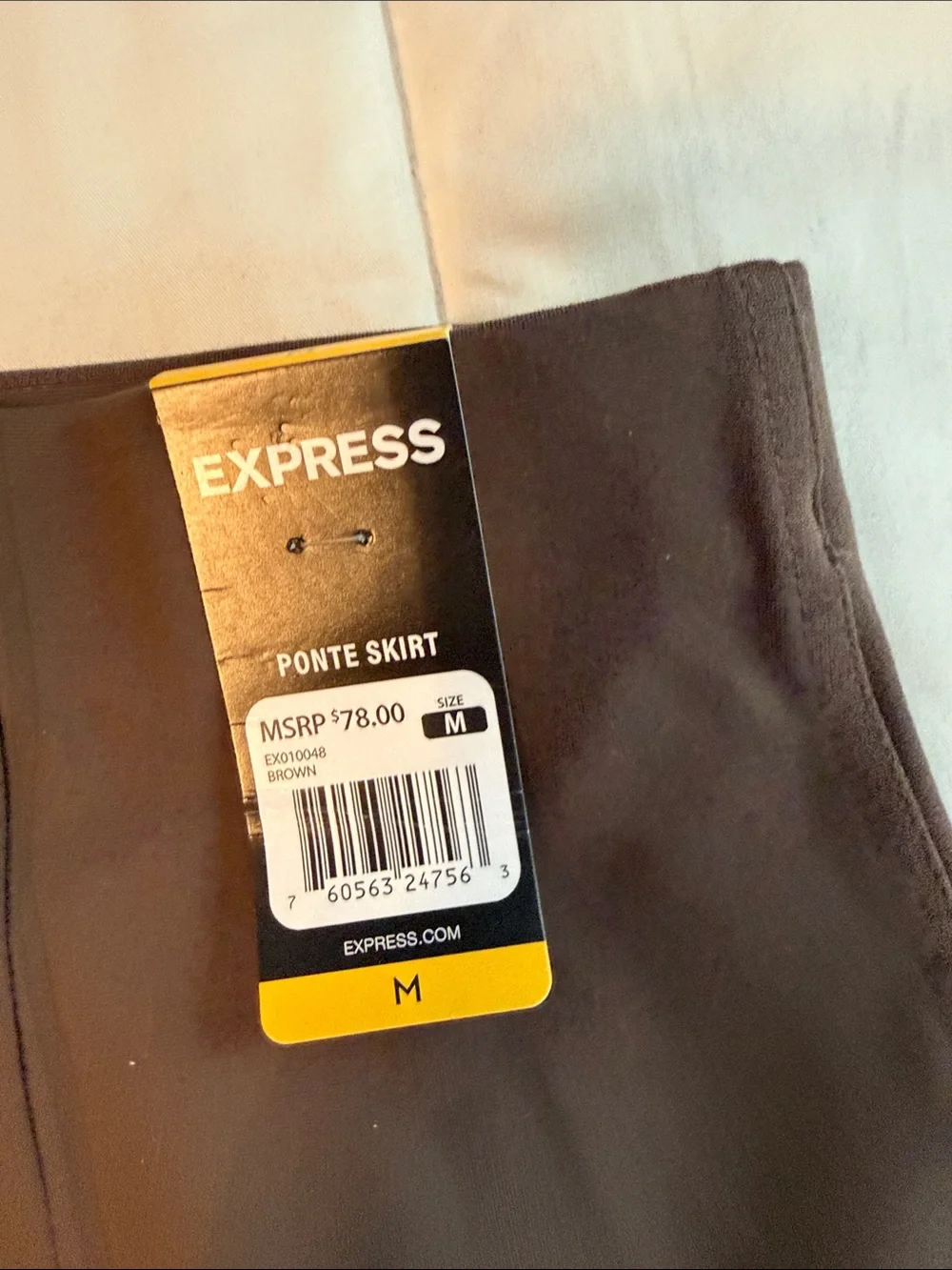 Express Women's brown spandex Ponte Pencil Skirt - Solid Brown